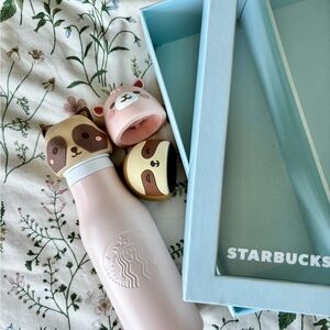 Starbucks China Exclusive! Pink Animal Interchangeable Cap Bottle